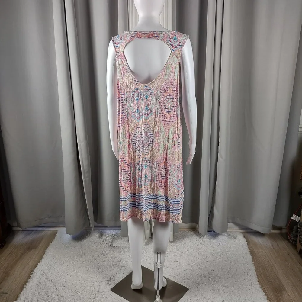 Ellen Tracy Women's Open Back Lightweight Multicolor Sleeveless Midi Dress XL - Picture 4 of 12